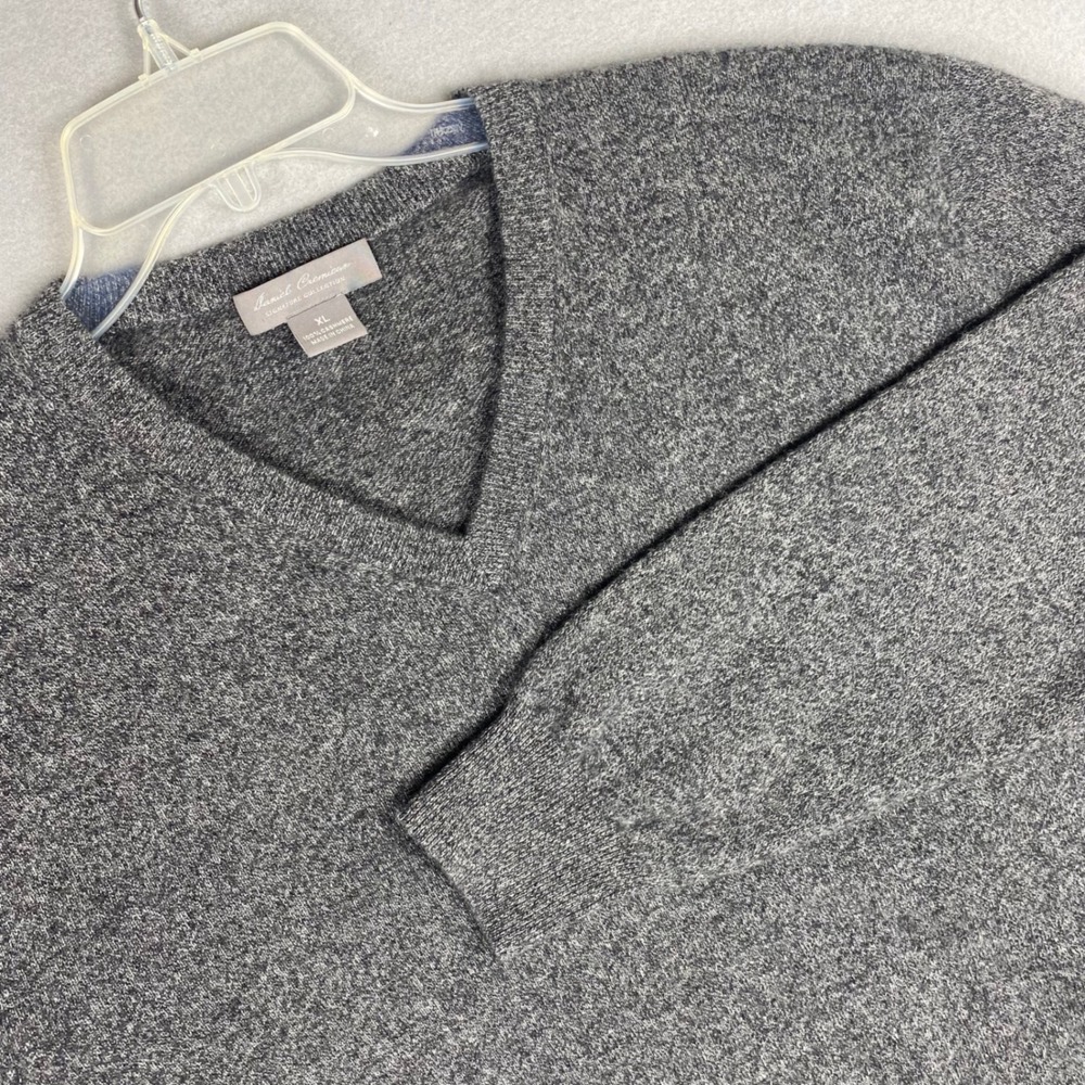 Daniel Cremieux Signature Collection 100% Cashmere V-Neck Sweater Grey XL Mens